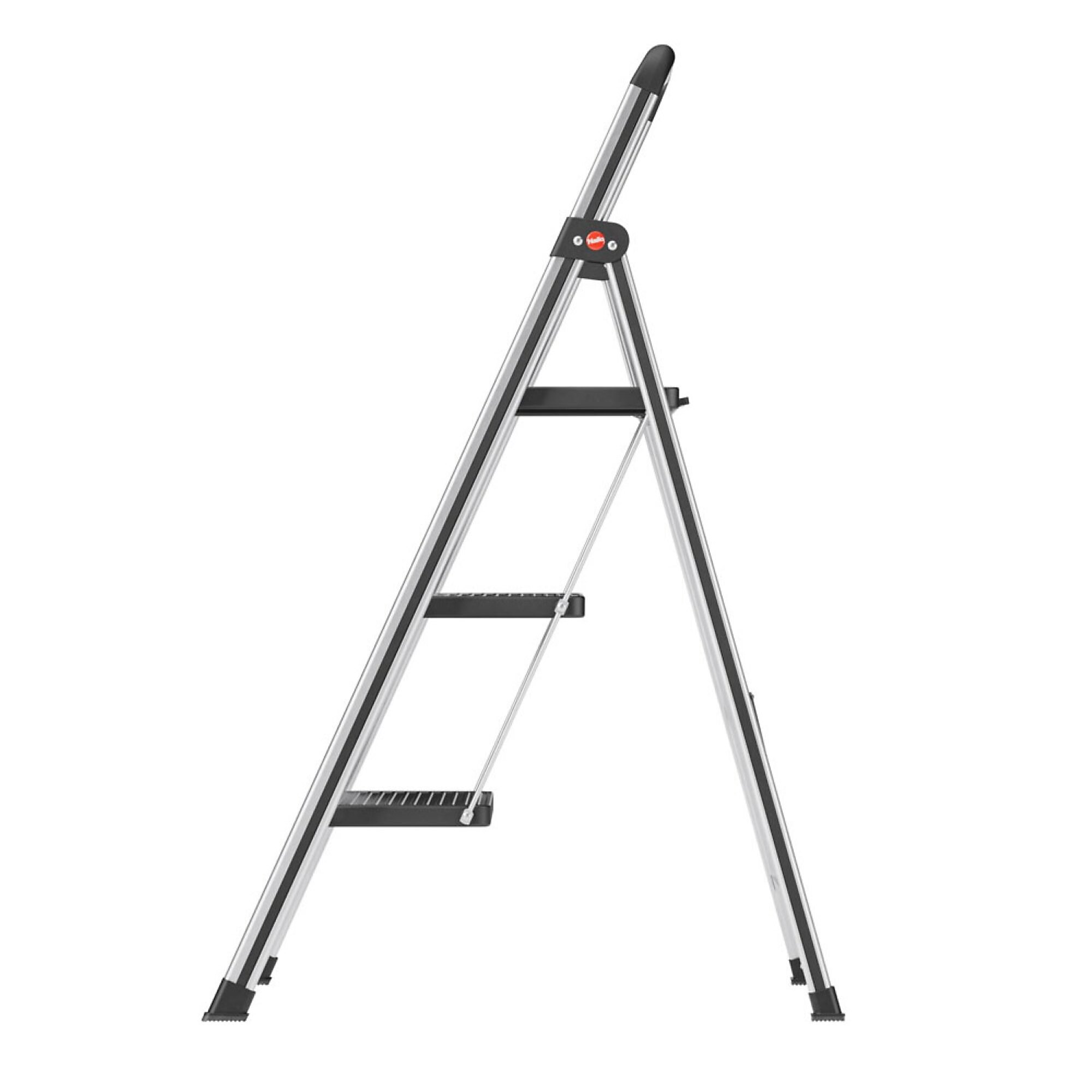 Hailo Lightweight Aluminum 3-Step Ladder — Folds Flat, 200-Lb. Capacity, Non-Slip Treads, Locking Hinge System, Model# 9204016033